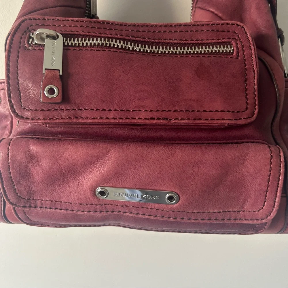 Michael Kors oxblood leather handbag 90’s Y2K